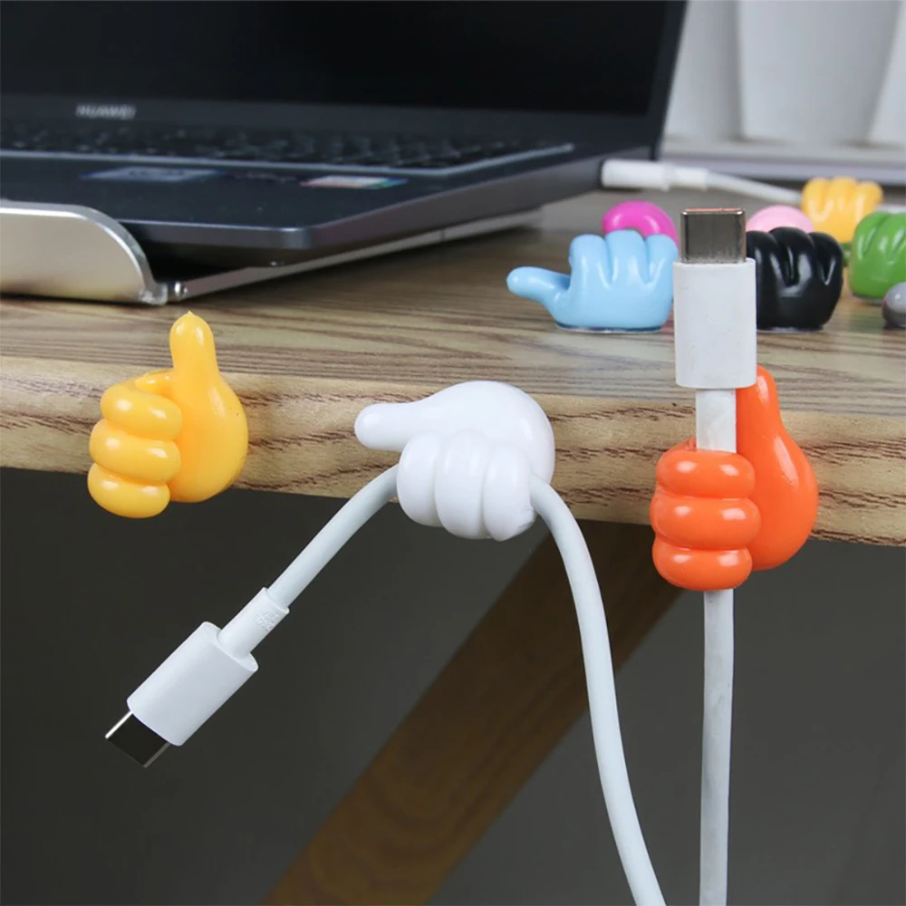 

10Pcs Creative Thumb Hook Self Adhesive Wall Decoration Silicone Key Hanger Hook Home Office Data Cable Clip Wire Desk Organizer