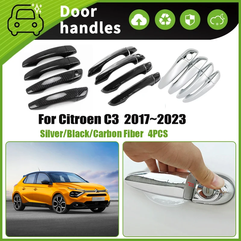 4PCS Car Door Handle Cover Trim For Citroën C3 Cross SX SY 2017~2025 Scratchproof Chromium Styling Exterior Part Car Accessories