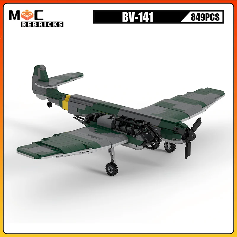 WW2 Military Light Bomber BV-141 German Tactical Reconnaissance Fighter MOC Building Blocks Model Kid\'s Bricks Toys Xmas Gifts