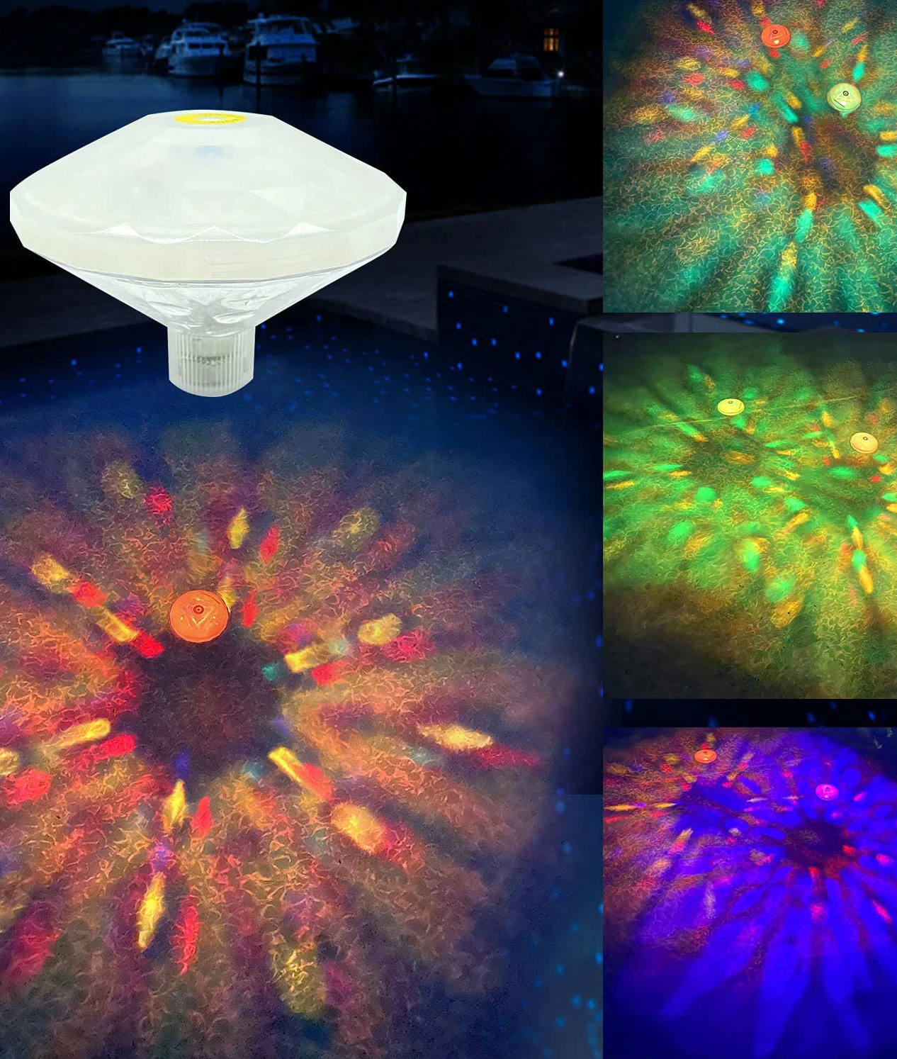 D2 Floating Underwater Pool Light RGB Submersible LED Disco Light Glow Show Swimming Pool Hot Tub Spa Lamp Garden Bath Lights