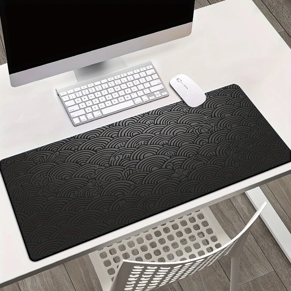 

Black wavy mouse pad made of rubber, washable and durable, high-definition printing, computer desktop decoration