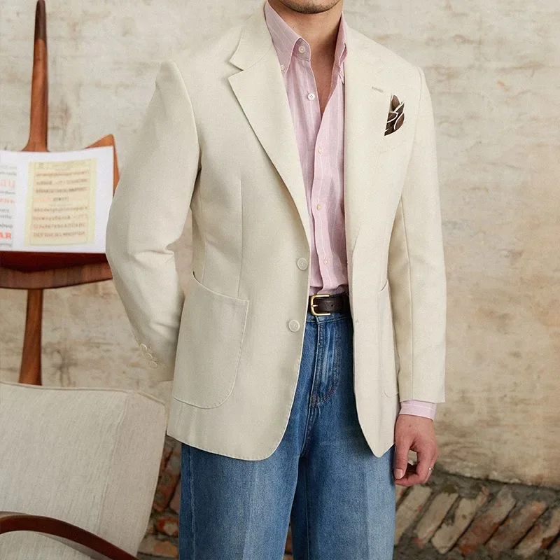 213 Wedding summer thin casual suit linen blended suit trendy men