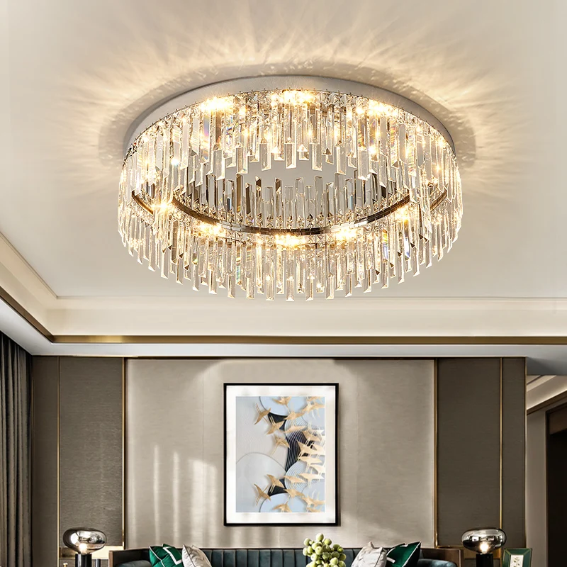 Ceiling modern simple light luxury crystal lamp duplex floor chandelier