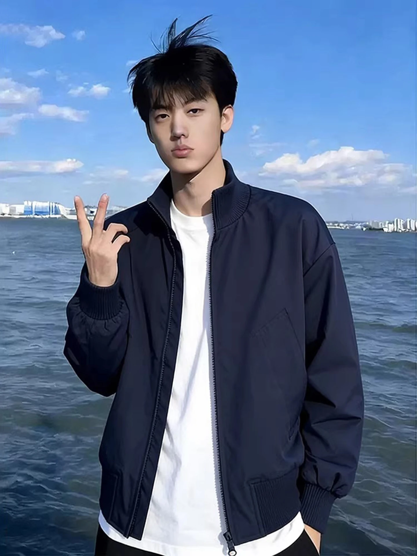 

Мужская весенняя куртка Cleanfit American Style Pilot с воротником-стойкой, свободного кроя, водоотталкивающая, с длинными рукавами, на молнии