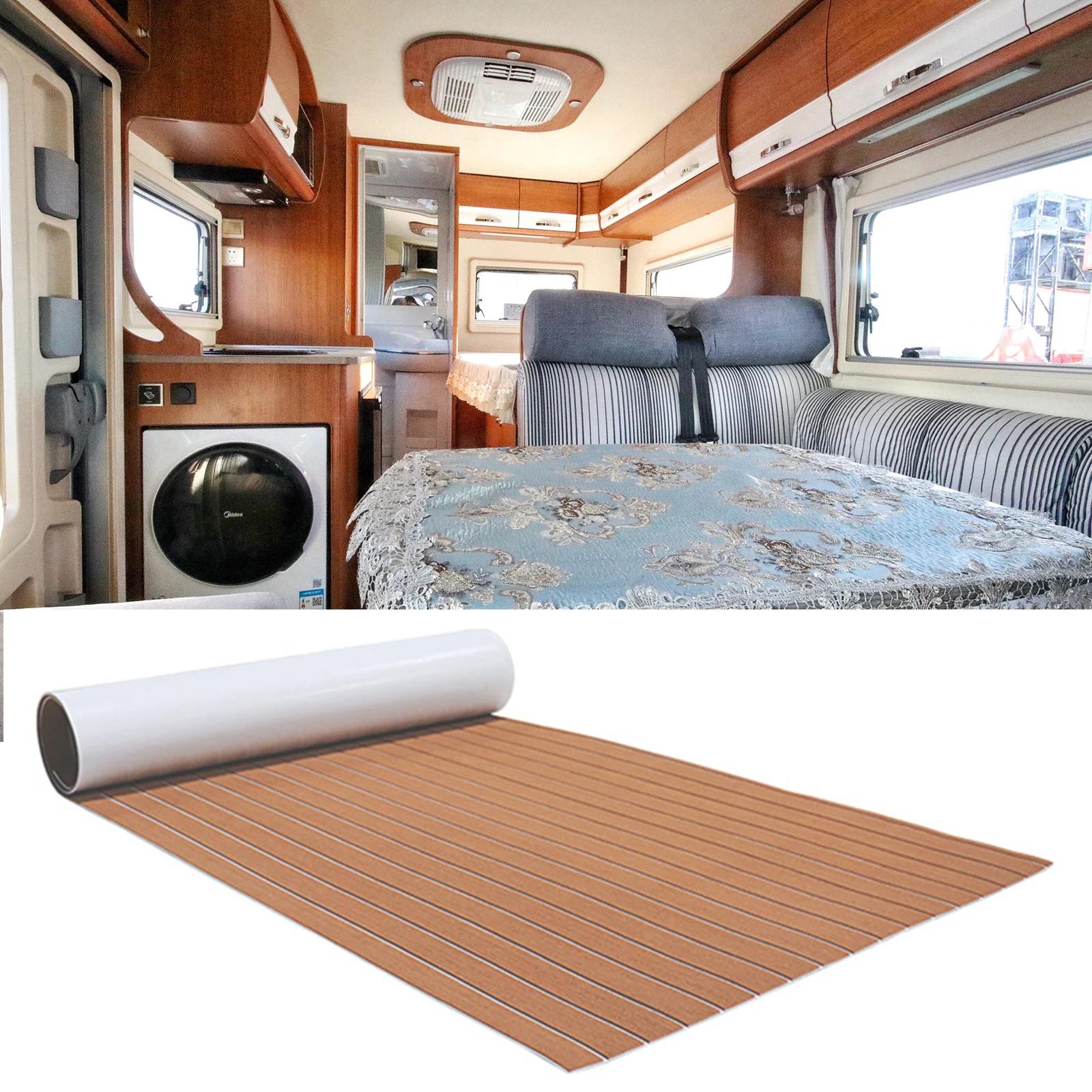 240x90x0.6cm EVA Foam Teak Sheet Mat Self-Adhesive Marine Flooring Yacht Boat Decking Pad Sound Insulation For Ship Dock Gym