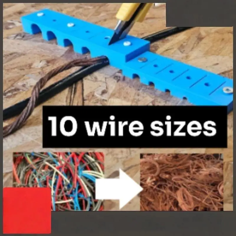 Wire Stripping Jig 10 Sizes: Cable Stripper Tool 3D Printed Plastic Peeling Holder Scrap Copper Recycling