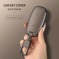 Metal and Leather Car Key Case Cover 3 Button For Nissan X-trail T33 Qashqai J12 Teana 2022 2023 accessories for cars