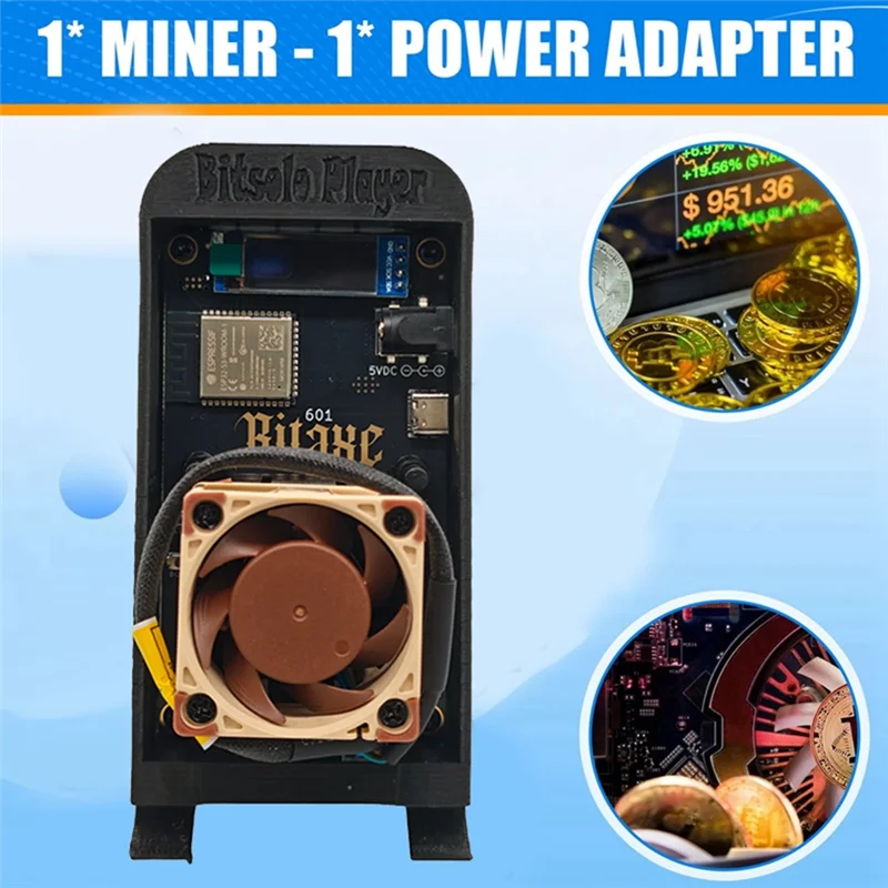 جهاز تعدين منفرد صامت Bitaxe Gamma 601 BTC 1.2TH/S 18W NF-A4X20 Super Fan Bitcoin ASIC Miner من Antminer S21 Pro AU PLUG