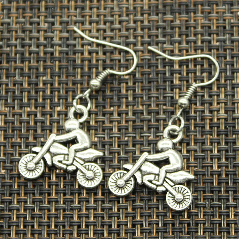 New Fashion Handmade Motorcycle Scooter Autocycle Motorcross Pendants Silver Color Earrings For Womens Style