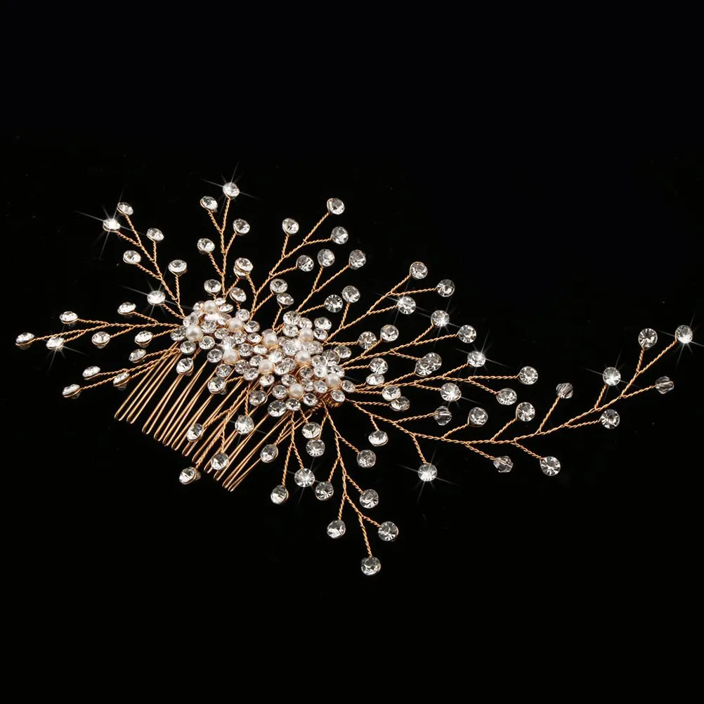 

Bridal Hair Comb with Pearls Rhinestones Gold Plated Alloy Wedding Hair Accessory for Updo Half Up Half Down Hairstyle Special