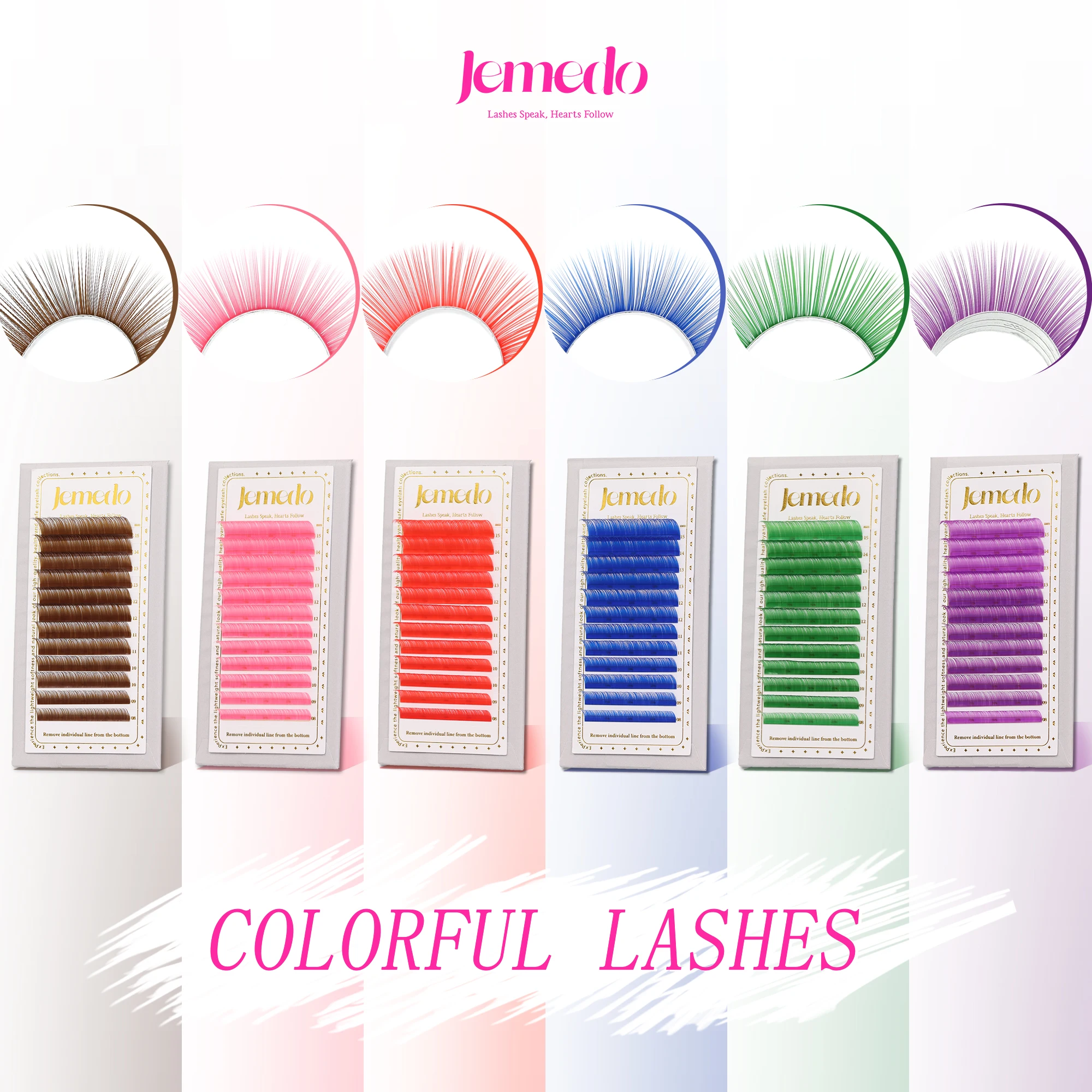 JEMEDO Colorful Eyelashes Colored C/D Curl Eyelash Extension Individual Mix 8-15mm False Lashes Extension for Makeup Wholesale