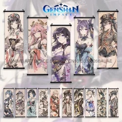 Game Genshin Impact Hanging Painting Keqing Anime Wallpaper Yae Miko Home Decor Poster Raiden Shogun Wall Artwork Scroll Picture