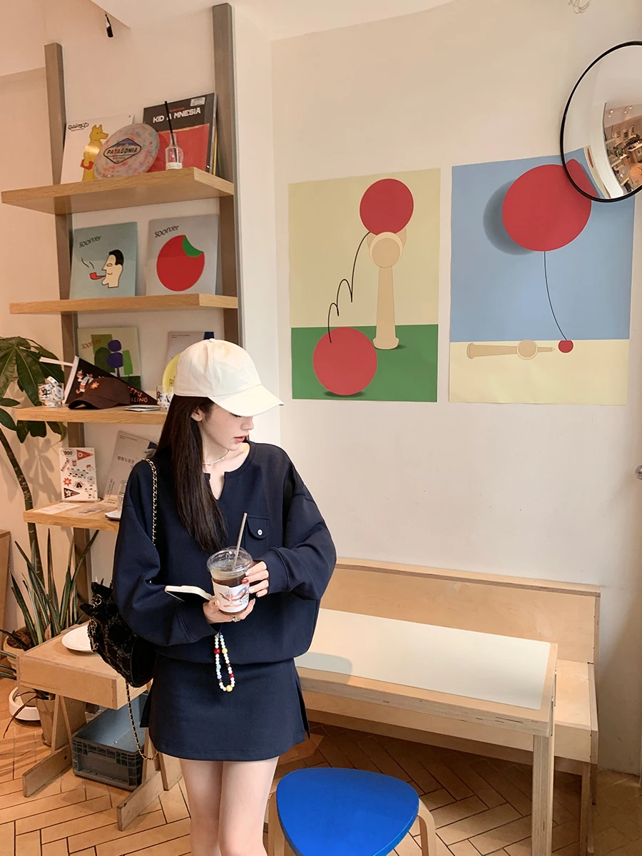 

Женский комплект свитшотов YANUOYU ort Loose Sle Spor, универсальная осенняя коллекция, модный комплект из двух предметов для подростков