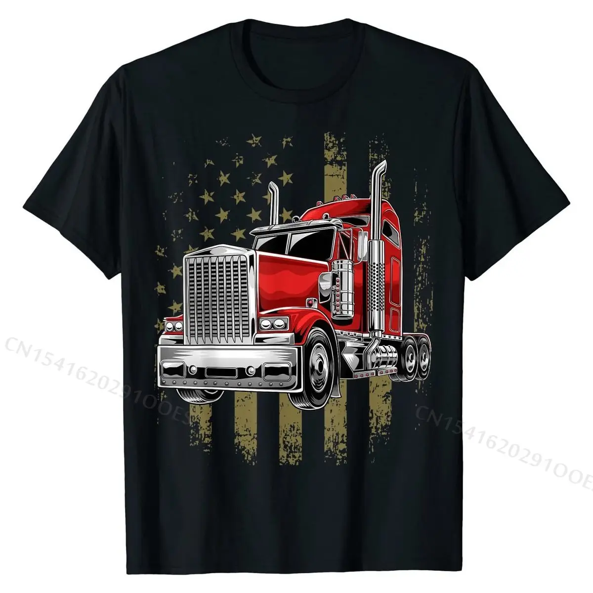 Patriotic Truck Driver American Flag Shirt Trucker Gifts Men Slim Fit Camisa Top T-shirts Cotton Tops Shirt for Men Funny