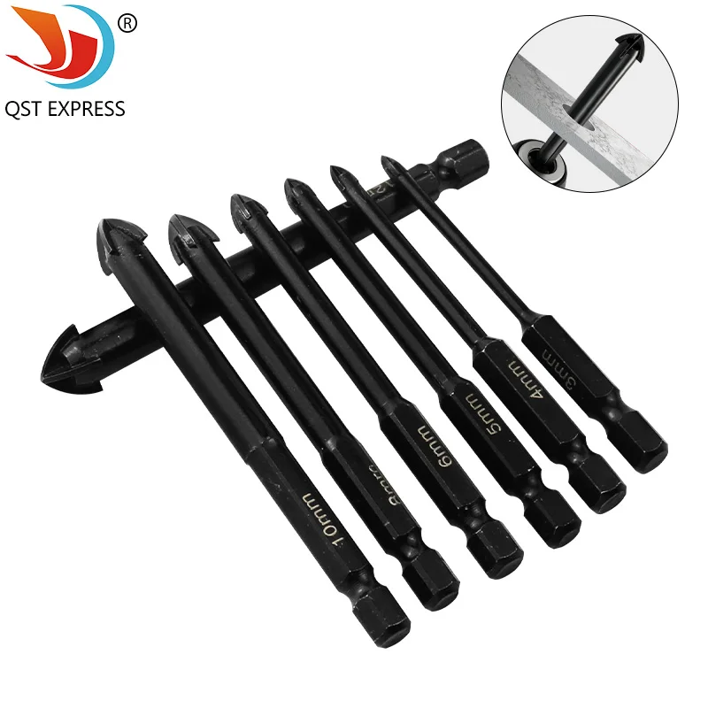 Broca de Cerámica y Acero de Tungsteno para Perforar en el Hogar, Mármol, Vidrio, Azulejos de Cerámica, Orificio Hexagonal, Herramienta para Mejoras del Hogar