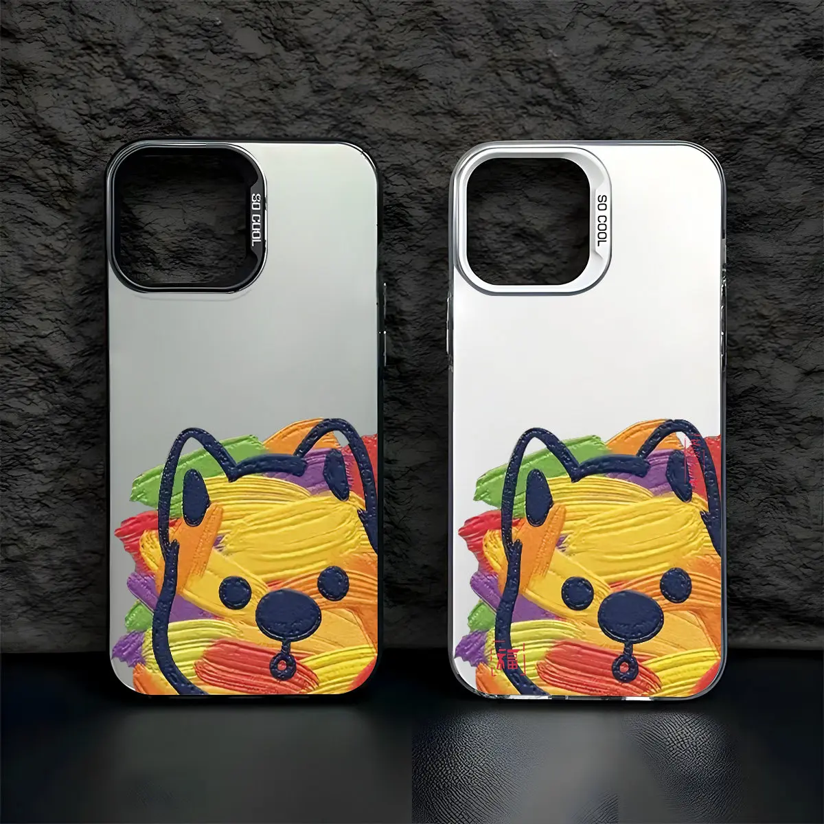 Dopamine Oil Painting Puppy Phone Case for IPhone 11 12 13 14 15 16 17 Pro Max 17 Air 13 Mini 16 Plus Dustproof Shockproof Cover