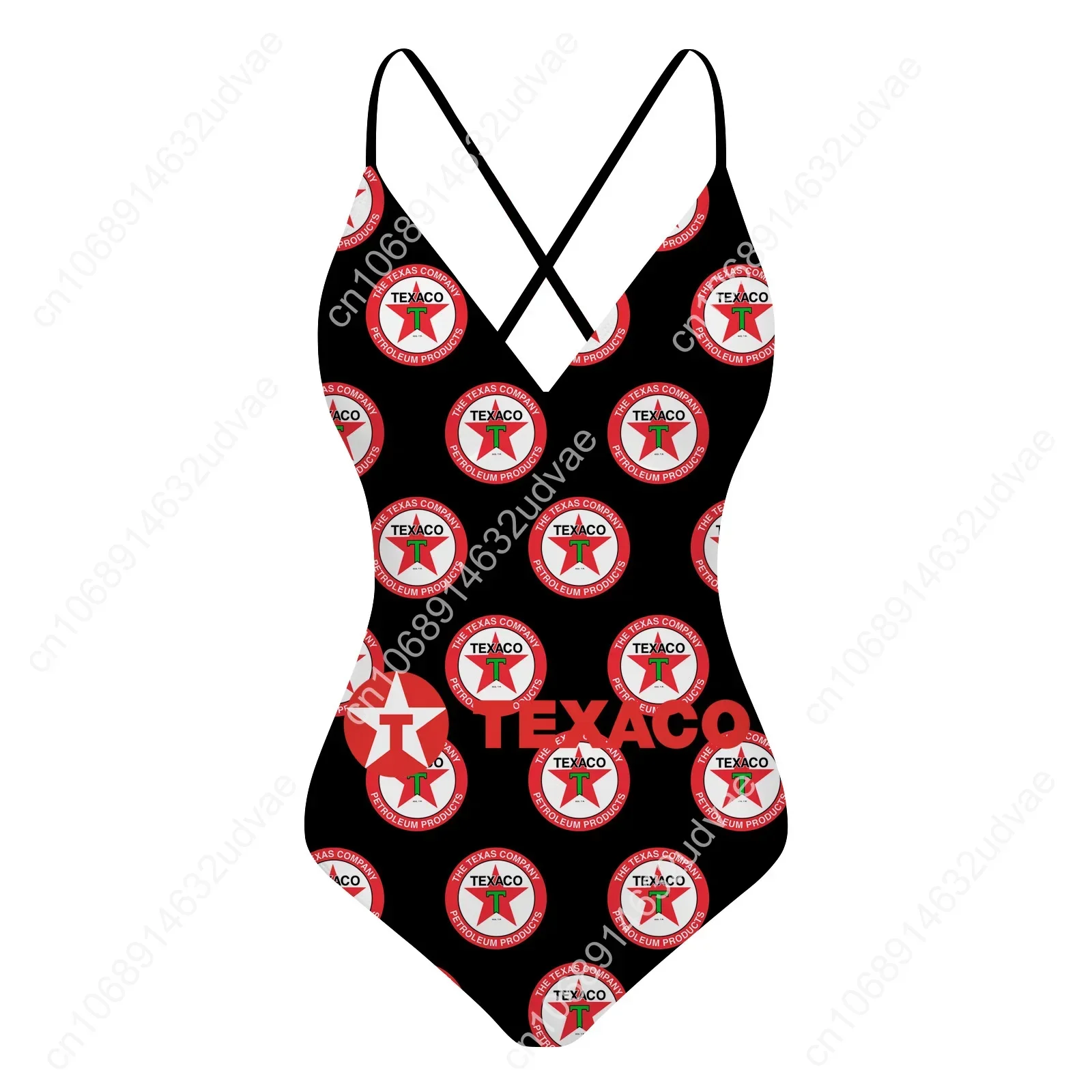 Texaco V-neck Halter Back Swimsuit Womens Bathing Suits Personalized Bikini Pool Party Swimwear Custom Made Beachwear