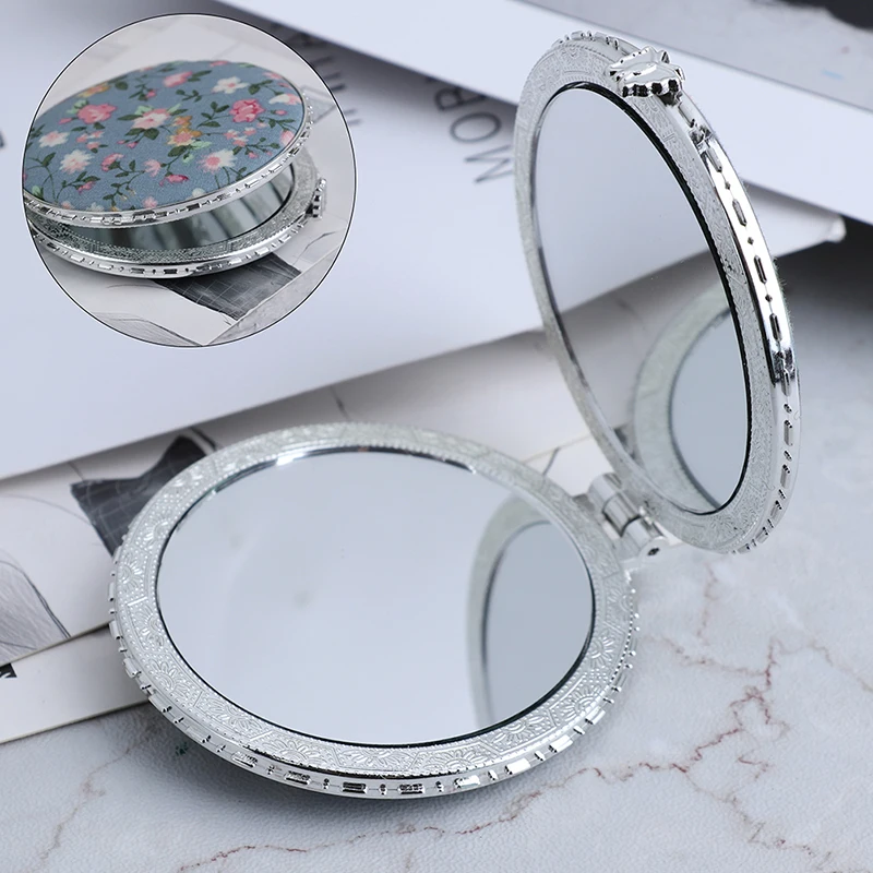 1pc Mini Pocket Floral Mirror portatile pieghevole su due lati Make Up donna Vintage