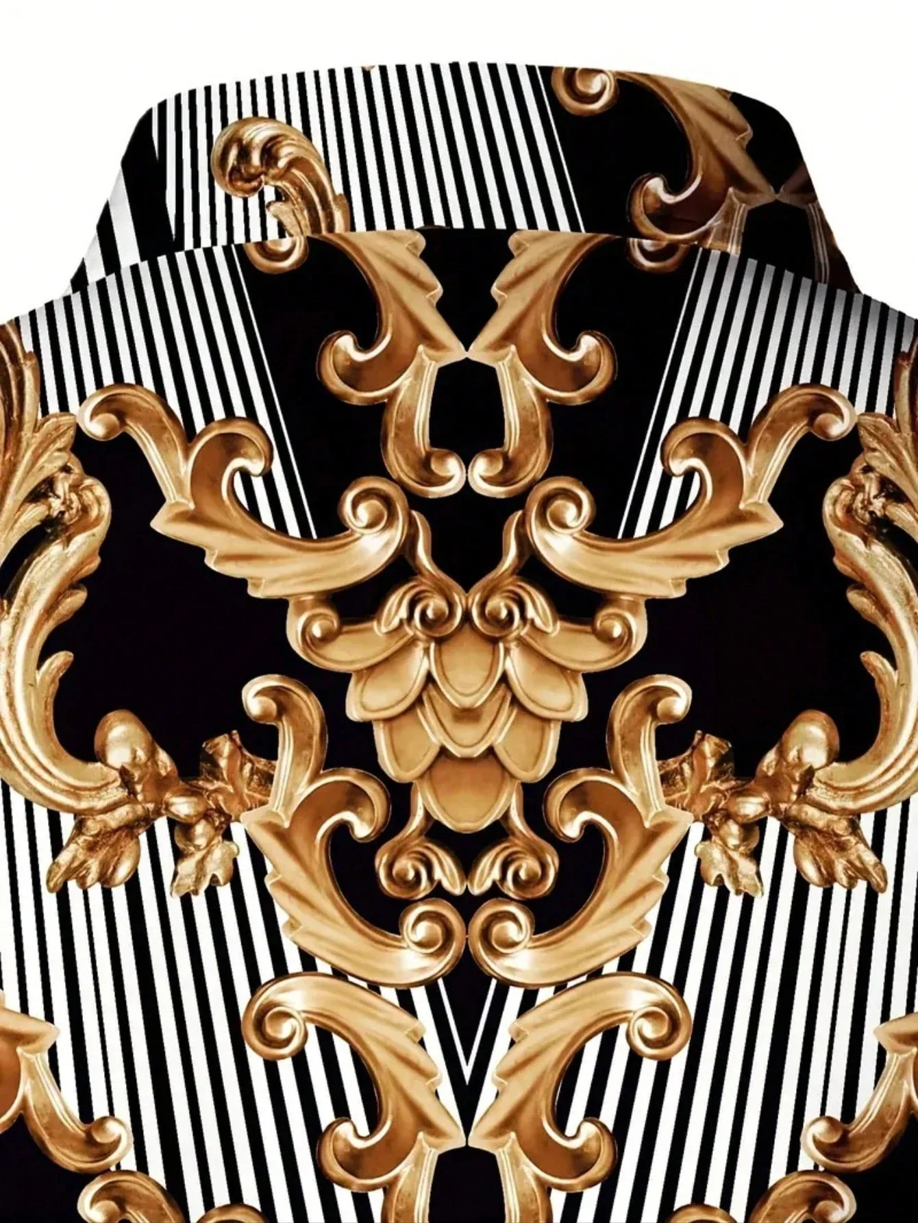 

Mens Baroque Print Turn-Down Collar Long Sleeve Casual Shirt