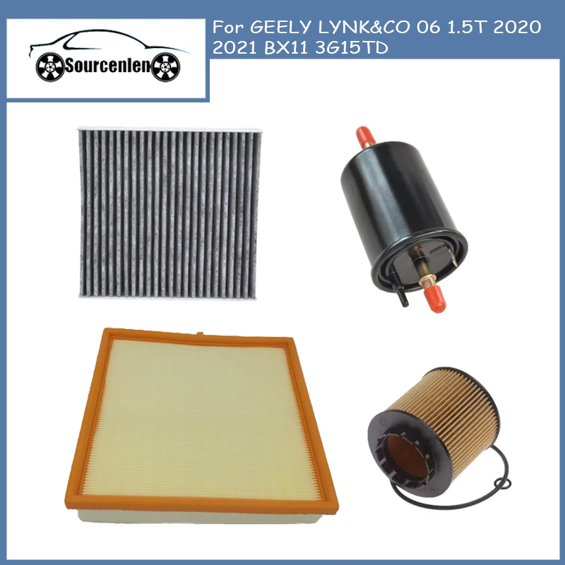 

Набор фильтров для GEELY LYNK&CO 06 1.5T 2020 2021 BX11 3G15TD 2032039700, аксессуары, комплект фильтров для салонного двигателя кондиционера, воздуха, газа и масла