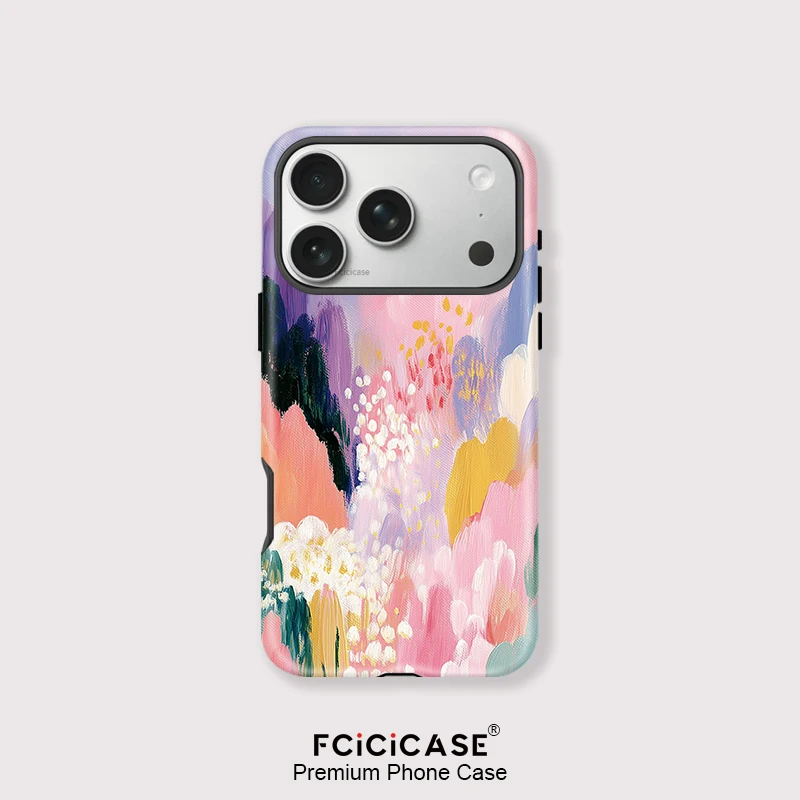 เคสโทรศัพท์ Fcicicase ลายเพ้นท์สีสันสดใส สำหรับ iPhone 17 16 15 Pro Max 14 Plus 13 12 11  อะคริลิกแม่เหล็กแบบด้าน สำหรับ Magsafe
