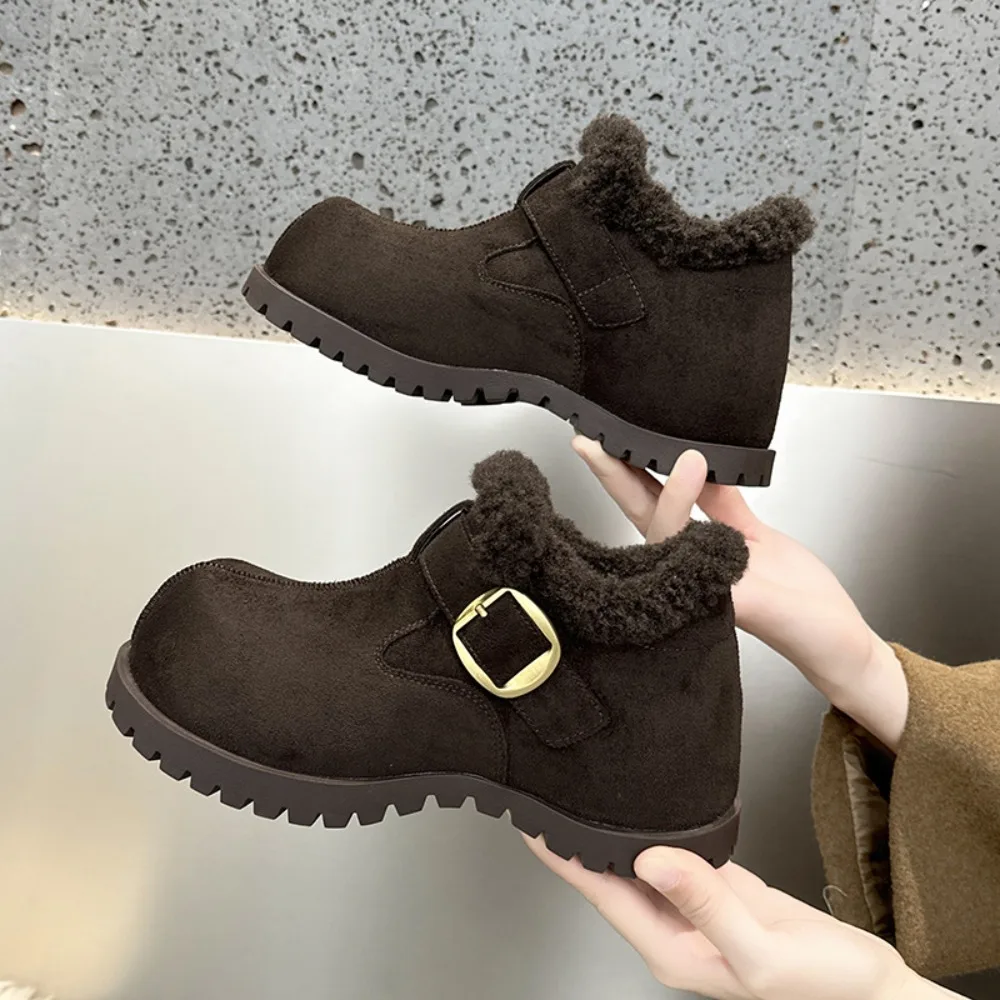 Women's Platform Loafers Inner Height Increasing Women's Shoes Piled and Thickened Warm Cotton Shoes Women's Winter Shoes view 4