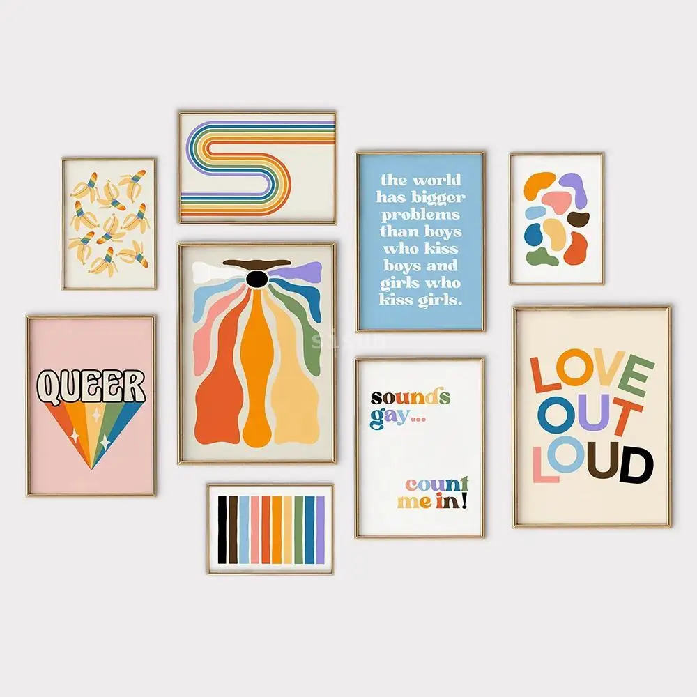 LGBTQ Pride Alphabet Wall Art Canvas  Colorful Quote Poster for Room Decor  Queer Art