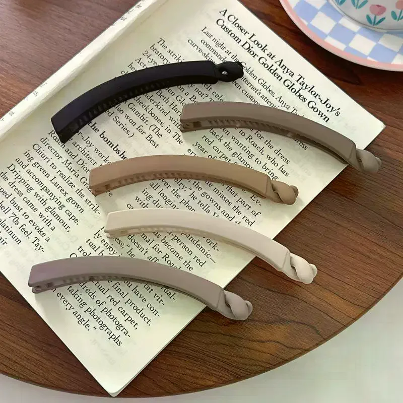Minimalist Acrylic Banana Clips 5Pcs Durable Ponytail Barrettes Cute Hair Accessories for Girls Teens School Use