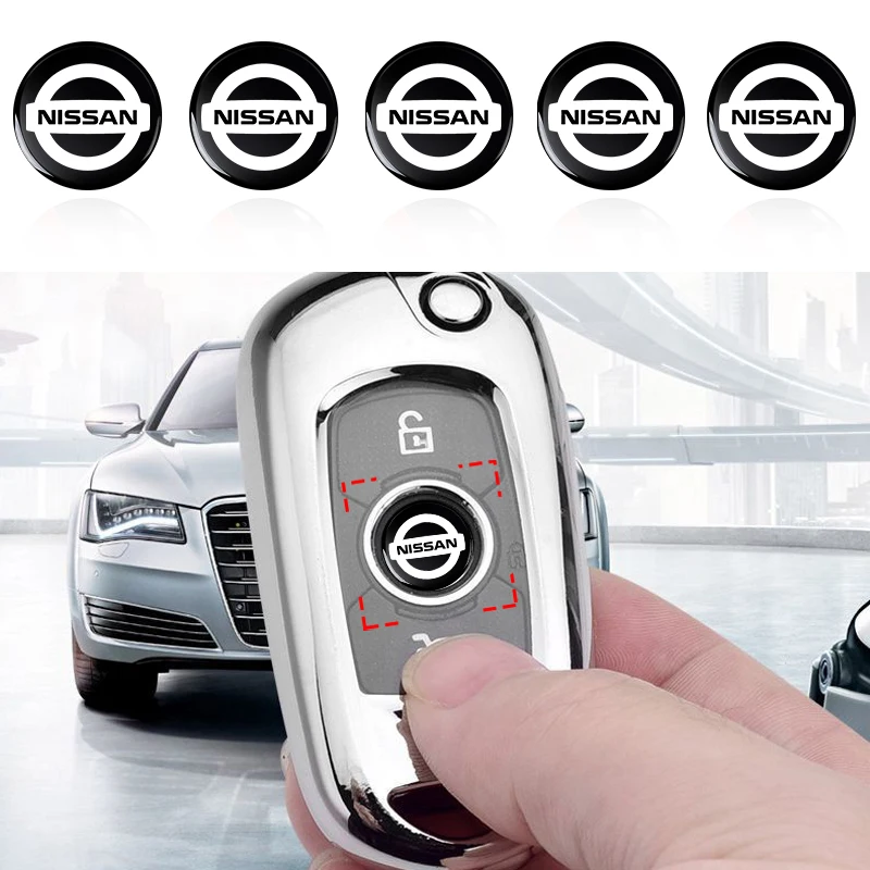 14mm Car Key Badge Emblem Replacement Car Key Sticker For Nissan Nismo GTR Tiida Sylphy Teana X Trail T30 T32 Wheel Center Caps