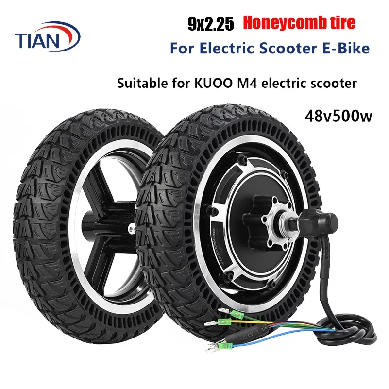 48v500w 9x2.25Suitable for KUGOO M4Electric Scooter Solid TireOff-road Motor Rear Wheel Honeycomb Shock Absorption and Anti Slip