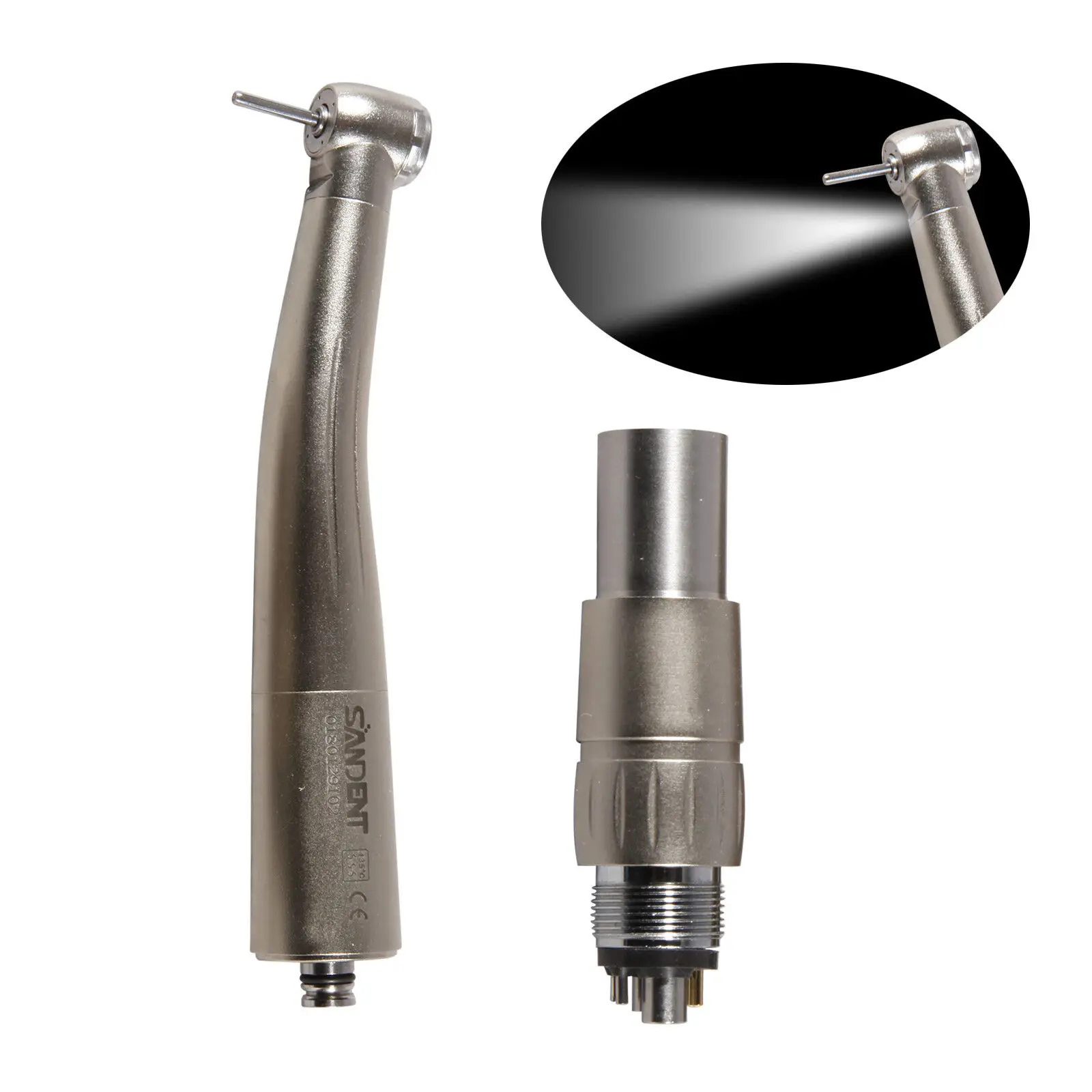 Dental Fiber Optic LED Push Button Handpiece fit NSK Quick Coupler 6Hole