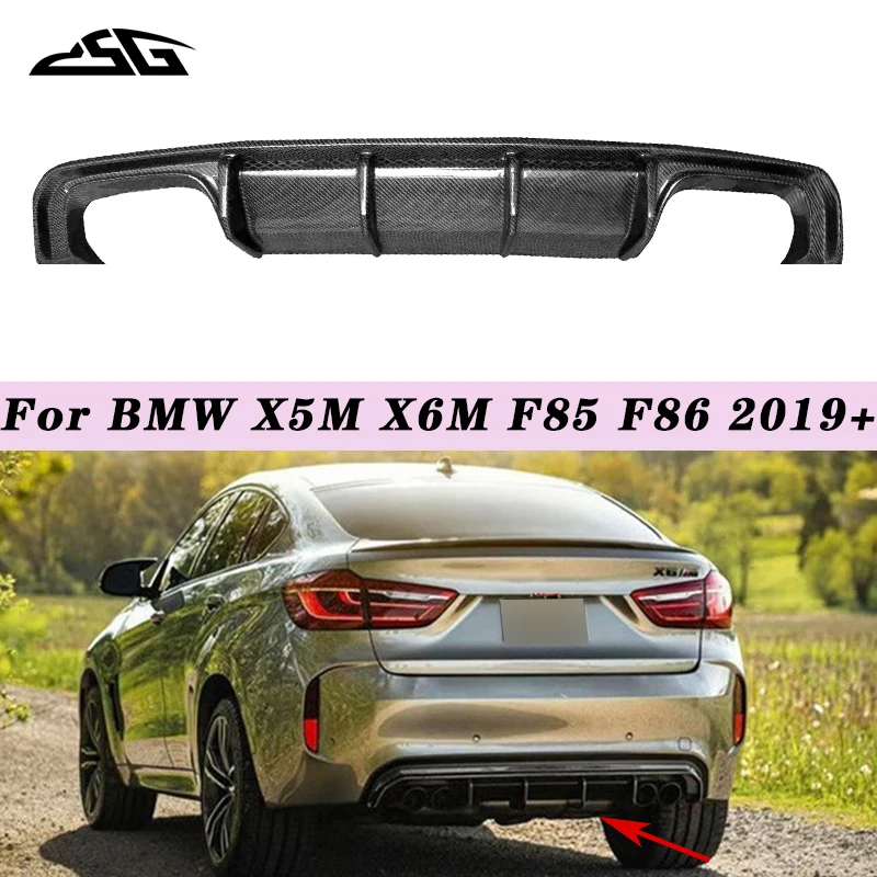 

Carbon Fiber Rear Bumper Diffuser Lip For BMW X5M X6M F85 F86 M Sport 2019+ Car Rear Lip Splitter Spoiler V Style Body Kit