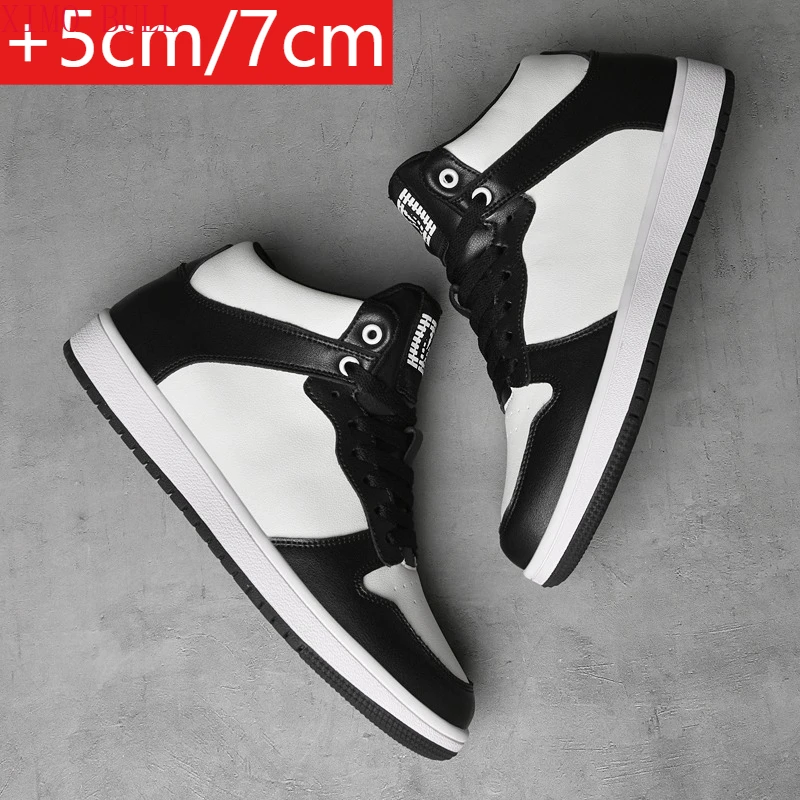 

2025 New men's couple fashion casual sports shoes, invisible inner height increase 5cm/7cm, two-layer cowhide men's shoes