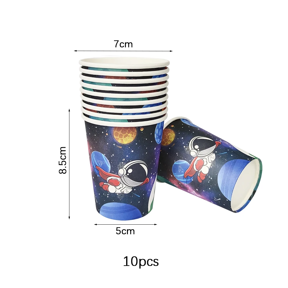 Space Astronaut Birthday Disposable Tableware Space Universe Plates Cups Napkins Banner Boys Outer Space Theme Party Decoration