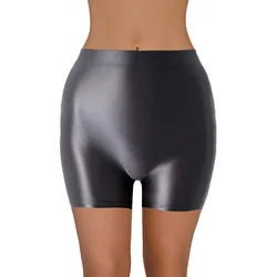 Sexy Candy Color Safety Shorts Briefs Oil Glossy Shiny Seamless High Waist Panties Bottom Wear Plus Size Sexy Thong Underwear