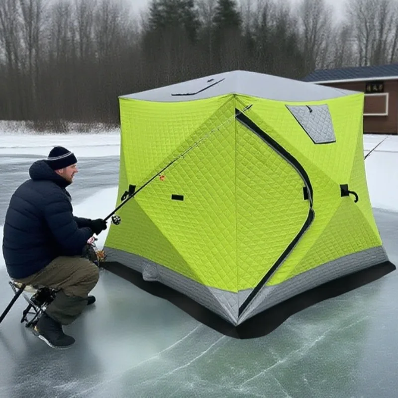 

Кемпинговая палатка для зимней рыбалки, палатка для зимней рыбалки, быстро открывающиеся теплые утолщенные палатки, портативное снаряжение для кемпинга на ночь