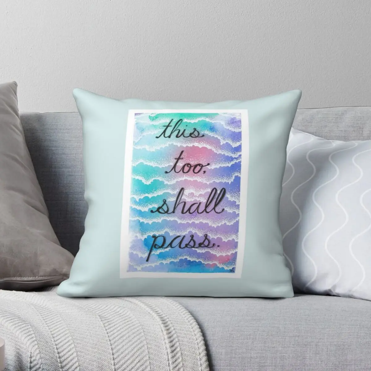 This Too Shall Pass Pillowcase Polyester Linen Velvet Pattern Zip Decorative Throw Pillow Case Home Cushion Cover 45x45