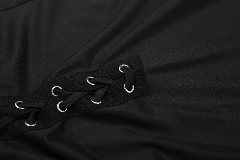 بدلة قفز ضيقة مفرغة لخريف 2025 بأربطة على الموضة للسيدات بياقة دائرية وأكمام طويلة ثوب فضفاض غير رسمي ضيق ملابس الشارع