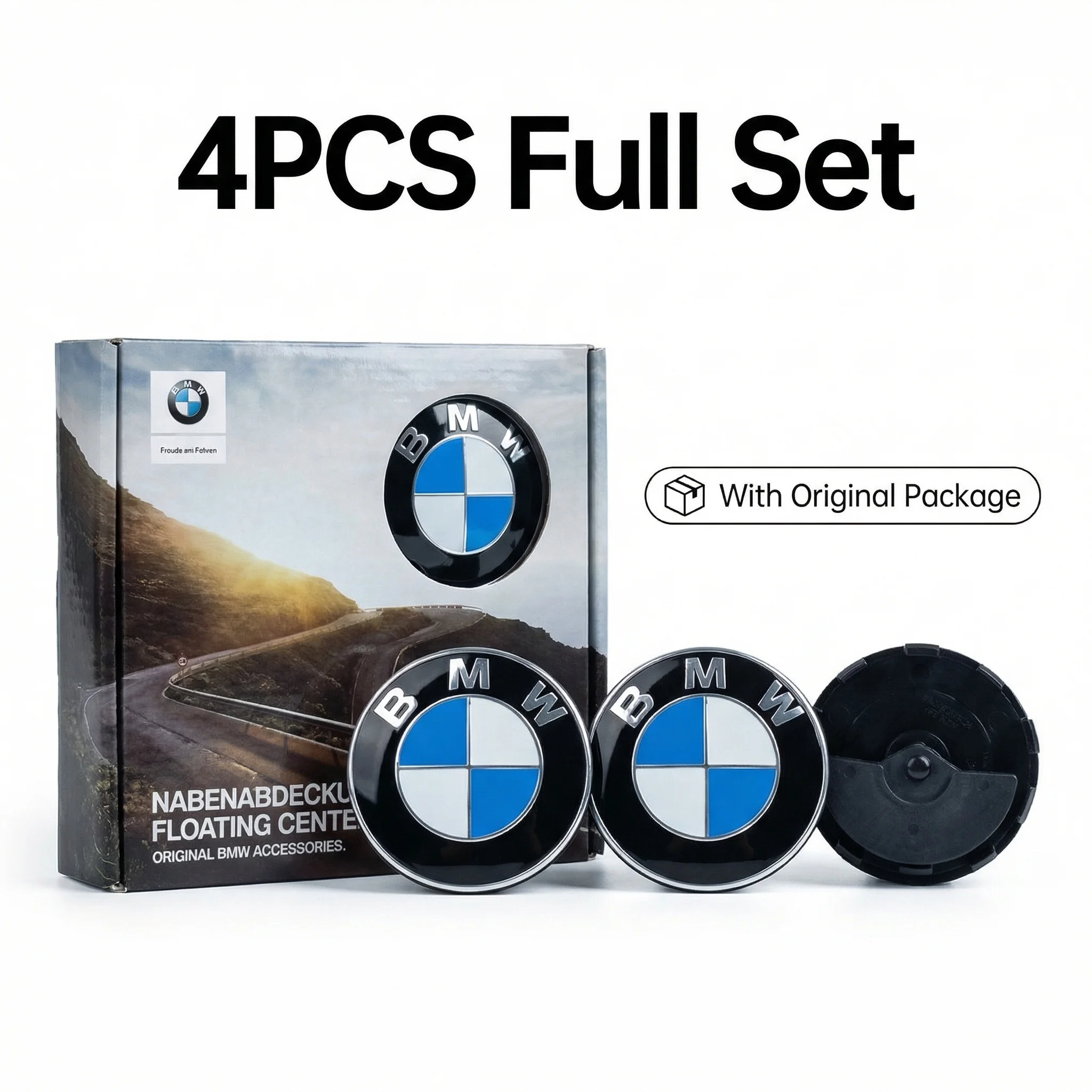 

BMW Wheel Center Caps Floating Design, 68mm/56mm Set of 4 for E F Chassis Models, Replacement Hub Covers Auto Accessoires