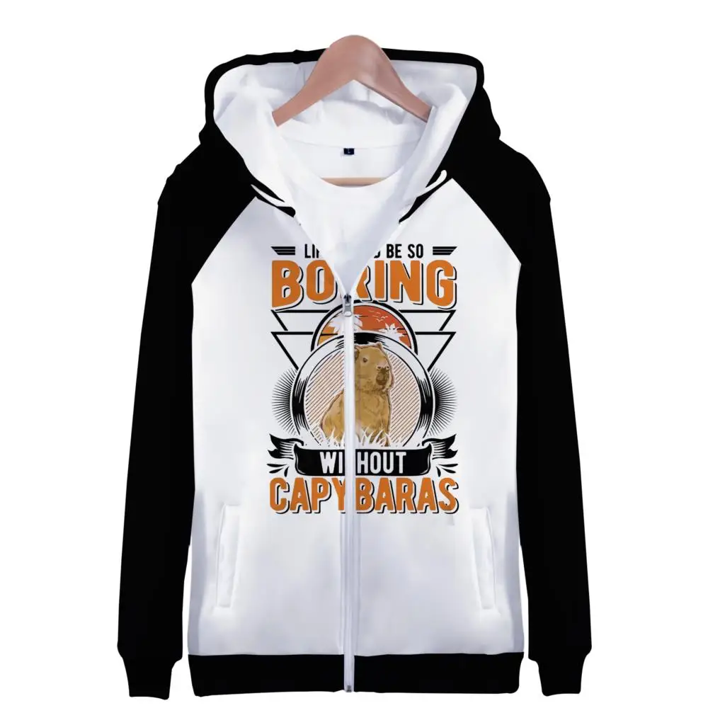 Hoodies 3D Print Animal Capybara Zipper Sweatshirts Boy Girl Sweatshirts Children\'s Funny Hip Hop Fashion Oversize Hoodie Coat
