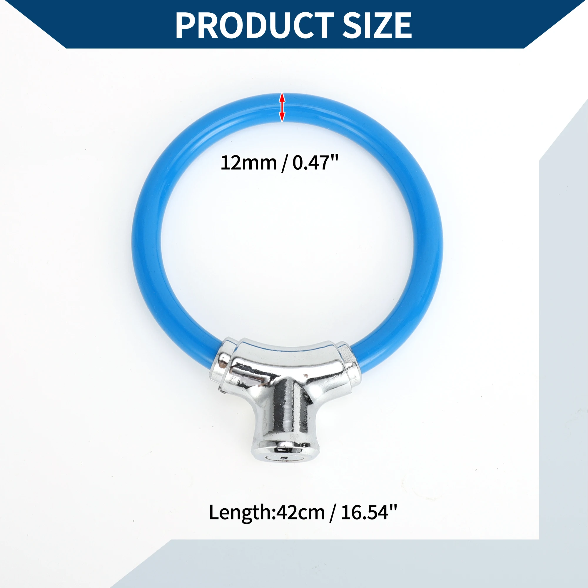 

X Autohaux Портативный кольцевой кабель Противоугонный велосипедный замок Штабелируемый мини-кольцевой замок из цинкового сплава, сталь 42 см/1 шт., синий