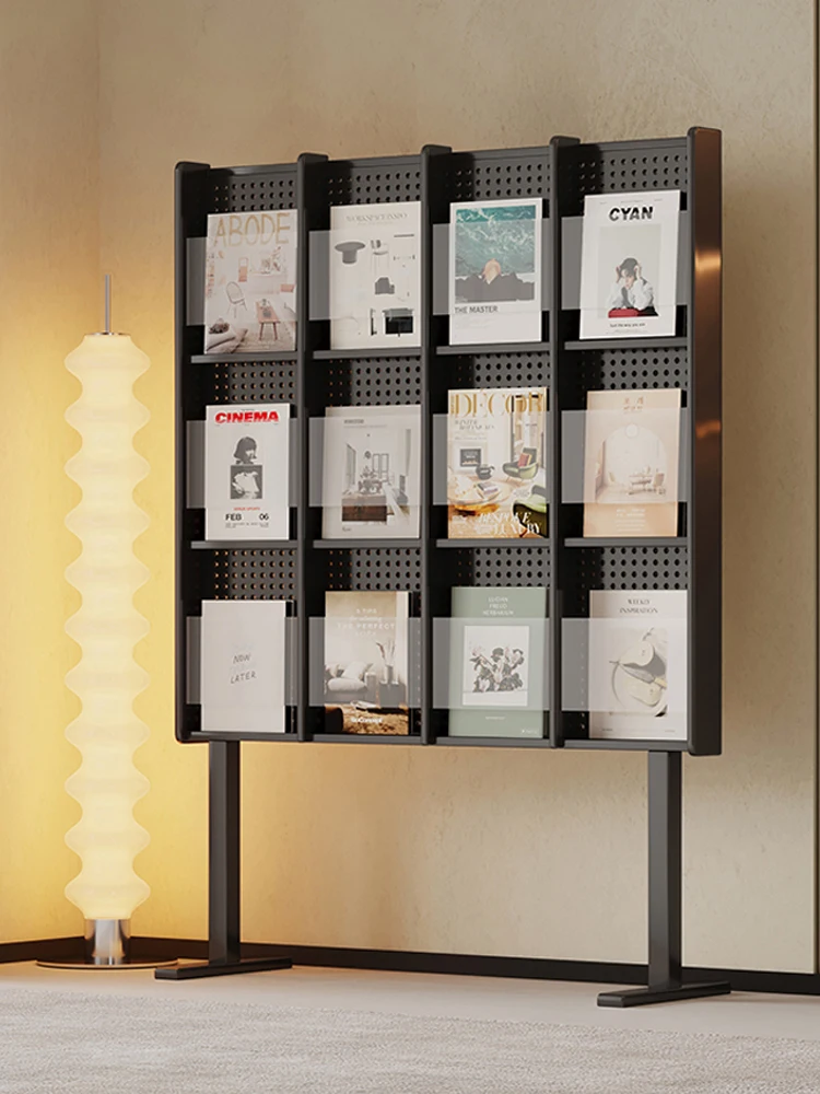 Middle aged magazine rack, landing newspaper, book, and magazine material storage shelf