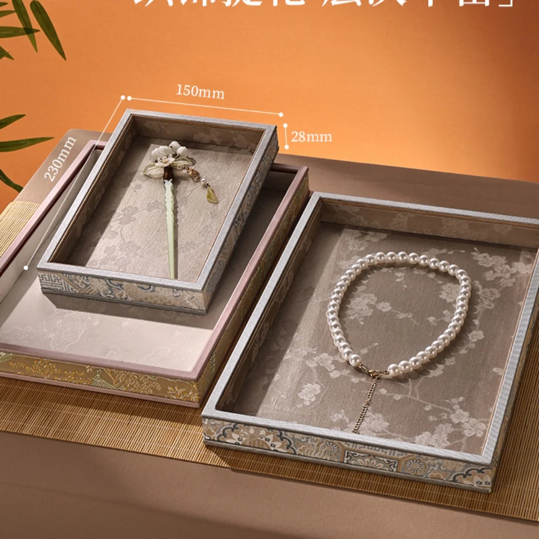 Jewelry Tray Chinese Style, High-end Jewelry Display Tray for Rings Earrings Bracelets, Beads Agate Jade Storage Organizer