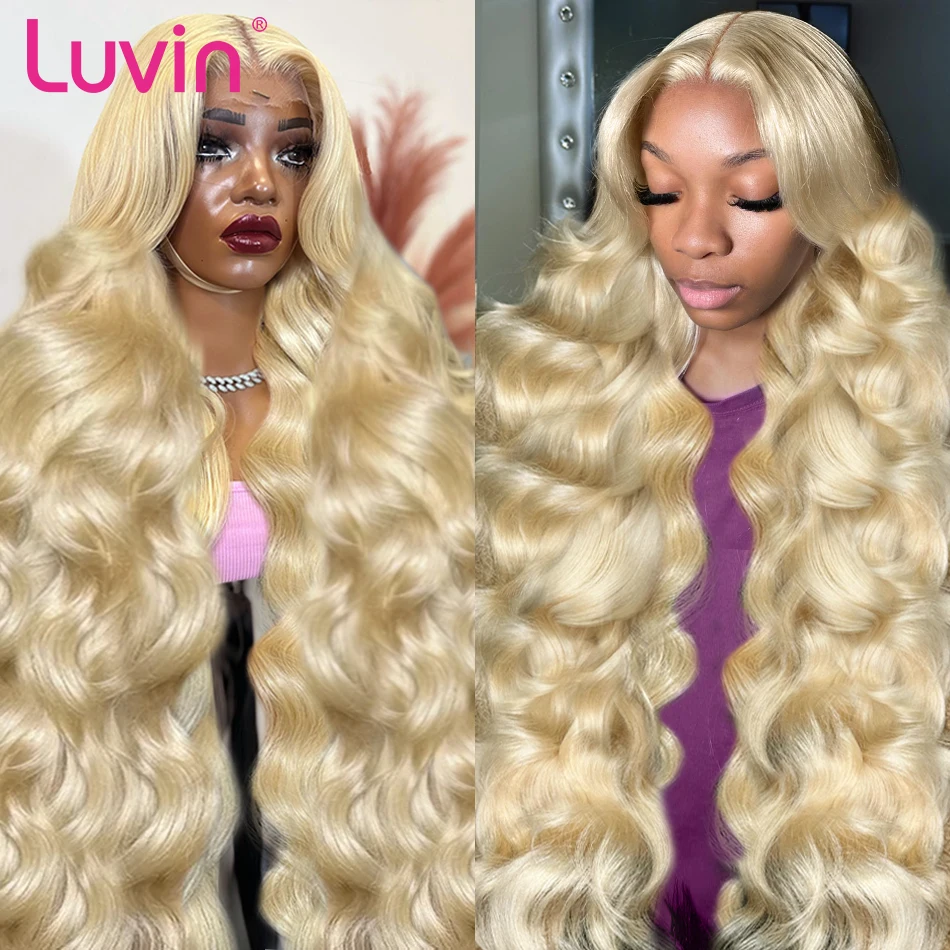 Luvin Body Wave 30 40 Inch 613 Blonde Hd Transparent Lace Frontal Brazilian Color 13x6 13x4 Lace Front Human Hair Wigs For Woman