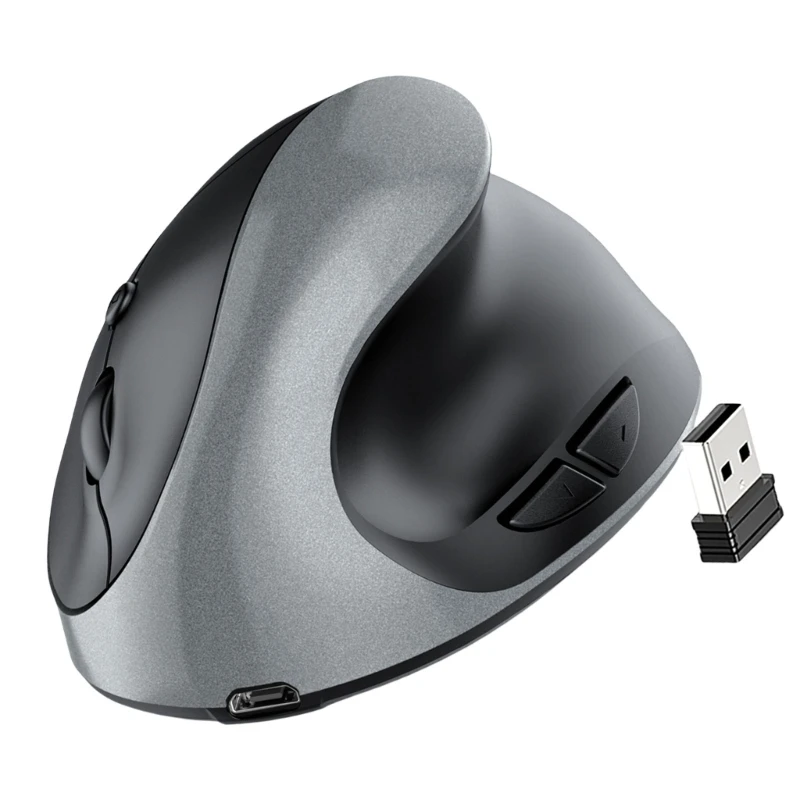 Mouse vertical ergonômico recarregável F3KE cliques DPI ajustável para eficiência trabalho