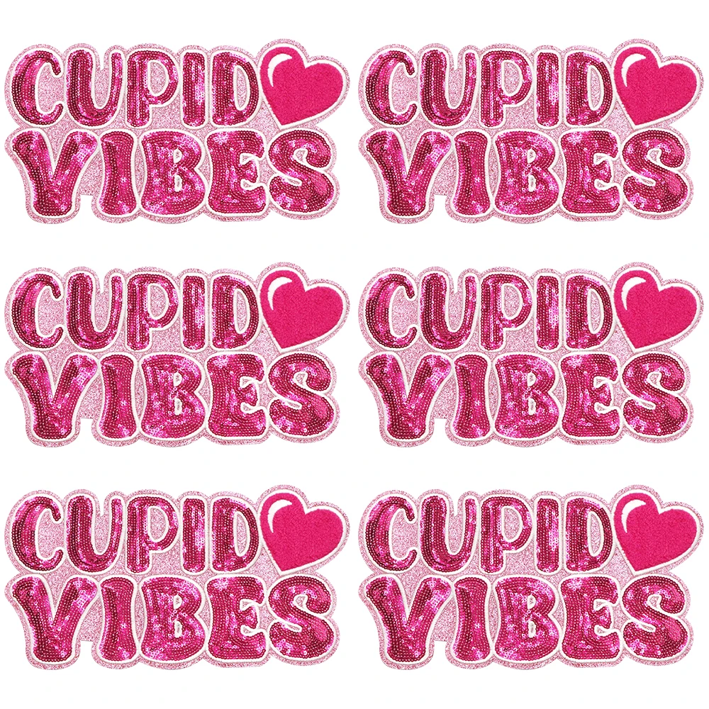 1PC Iron On Patches Cupid Vibes Patches Valentine Chenille Patches Varsity Letter Patches for Clothing Backpack Hats Jackets