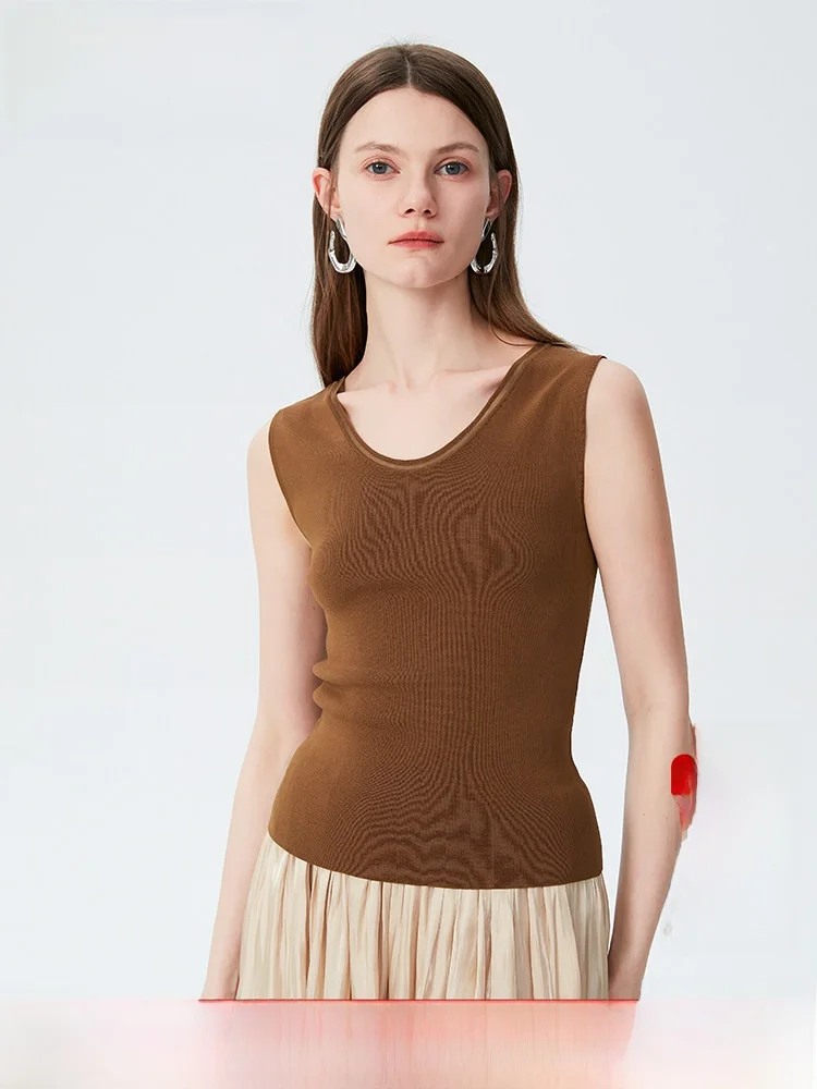 

Lavinia Club Ice Silk Knitted Vest round Ne Svel Cooling Sensation Commute Sle Women's Faion Summer New Arrival