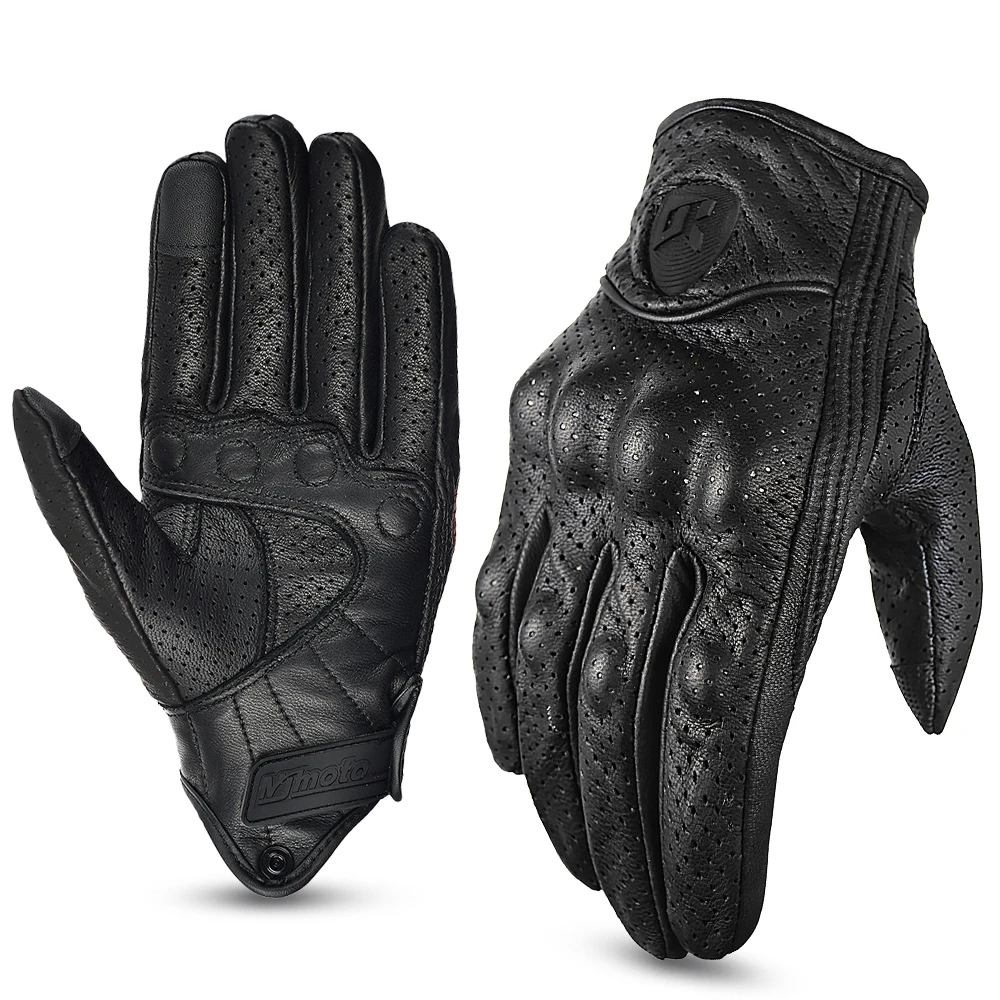 

Motorcycle Gloves Summer Leather Motocross Glove Men Women Retro Biker Cycling Motorcyclist Protected Goatskin Mtb Cycling Glove