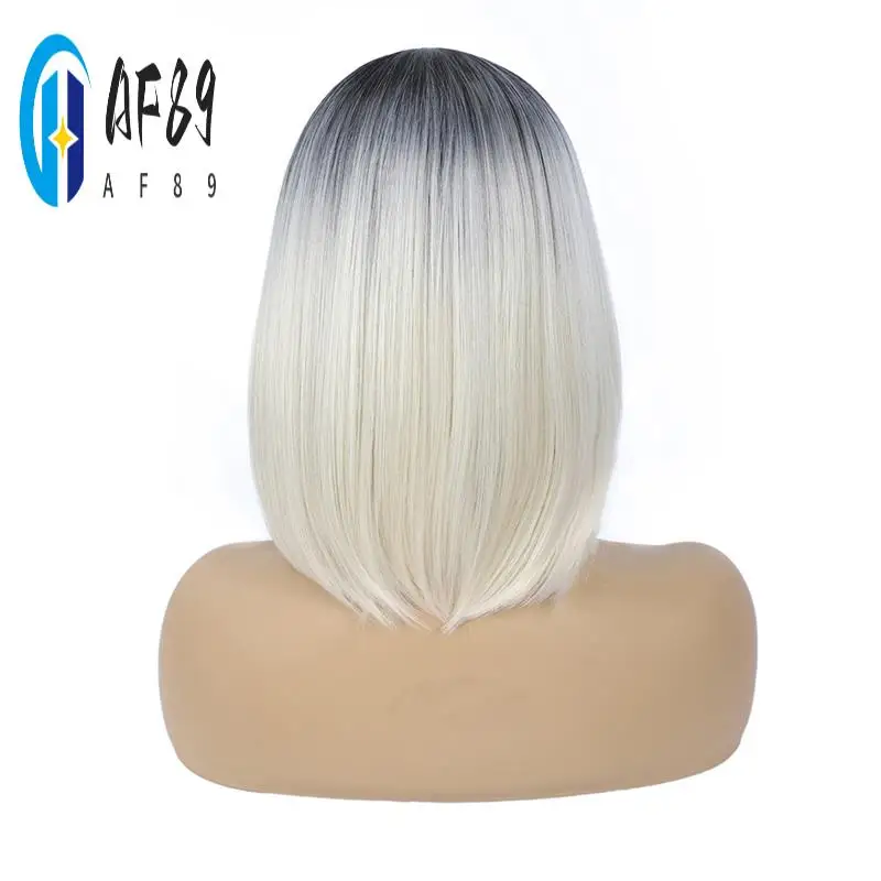 

AF89-WIND FLYING Fashion Wig Short Hair Middle Parted Color Bob Head Chemical Fiber High Temperature Silk Ladies Wig Head Coveri
