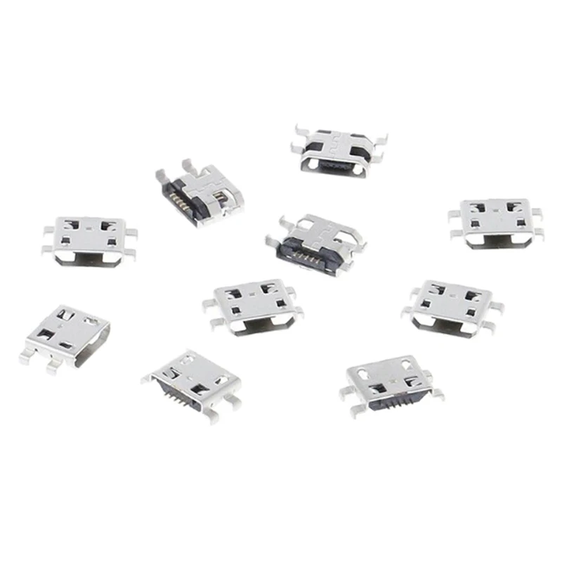 Micro usb tipo b 5 pinos conector do carregador fêmea, 10 pcs